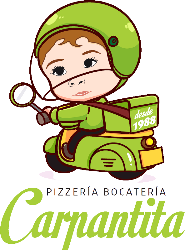 Mascota de Carpantita repartiendo en moto desde 1988